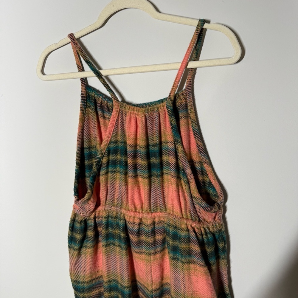 Urban Outfitters Pink Green Plaid Jumpsuit | Boho Relaxed One-Piece Size small - Picture 5 of 8